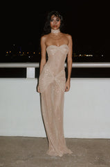 Elegant Strapless Shiny Backless Dress