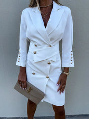 Double-Breasted Lapel Collar Longline Blazer