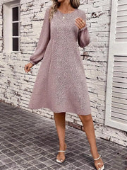 Animal Print Balloon Sleeve Dress
