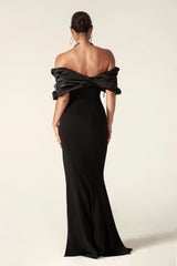 Alesya Ruffle Shoulder Evening Dress
