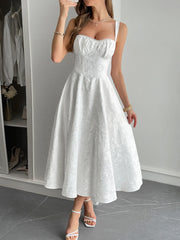 Lace-Up Sleeveless Midi Dress