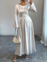Leopard Long Sleeve Tie Back Maxi Dress