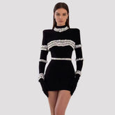 Rhinestone Black Bandage Dress