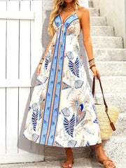 Printed Halter Neck Midi Dress