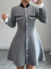 A-Line Long Sleeve Button-Down Dress