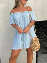 Full Size Raw Hem Mini Denim Dress Plus Size