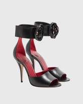 Mae Rhinestone Flower Strap Pumps In Black