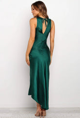 Emerald Satin Midi Dress