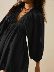 Textured V-Neck Mini Dress