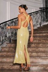 Alluring Hollow Backless Sequin Dress