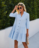 Ruffle V Neck Three-quarter Sleeves Dresses