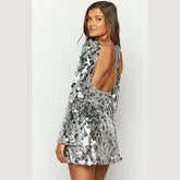 NAIYA MINI SEQUINED DRESS-SLEEVED
