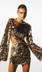 Allure Sequined Champagne Party Dress