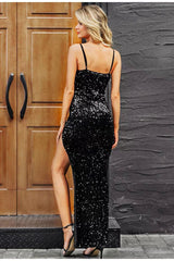 Soffera Atmospheric Thin Strap Sequined One Piece Party Dress