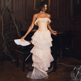Elegant Corset Strapless Chiffon Retro Style Dress