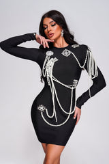 Long Sleeved Slim Golden Velvet Dress