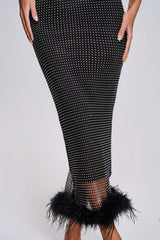 Alyia Feather Mesh Maxi Dress