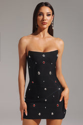 Allure Diamond Mini Bandage Dress-Black