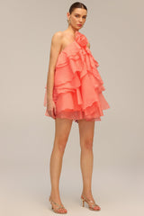 Halter flower lace-up sleeveless mini dress