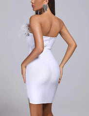 Chic Strapless White Bandage Dress