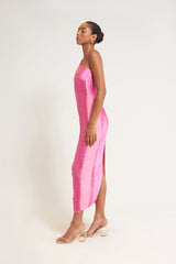 CELEB FUR IRREGULAR MAXI DRESS