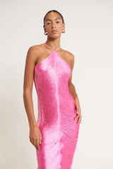 CELEB FUR IRREGULAR MAXI DRESS