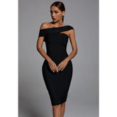 Alyia One Shoulder Black Bandage Dress