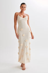 Alerya Rose Knit Elegant Maxi Dress