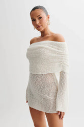 Allure Off Shoulder Mini Knitted Dress