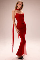 CASSIA CORSET MAXI DRESS-RED