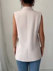 One Button V-Neck Blazer Vest Coat