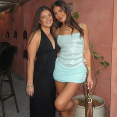 Sequin Gauze Stitching Hip Dress