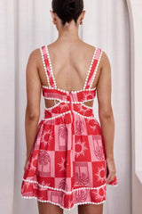 Cutout Printed Mini Dress