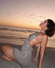 Halter Sequin Vacation Style Backless Dress