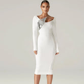 Elegant Sequin Long Sleeve Bandage Dress