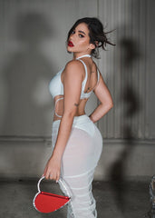 Kaira Cutout Mesh Midi Bandage Dress-White