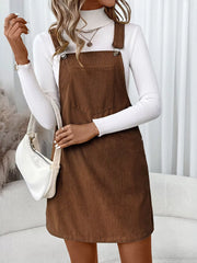 Corduroy Overall Mini Dress with Adjustable Straps