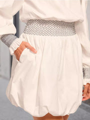 Off-Shoulder Bubble Hem Mini Dress