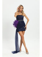 Sequin Purple Tube Top Irregular Dress