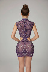 Asina Slim-fit Diamond Skinny Hollow-out Dress
