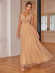 Sequin V-Neck Sleeveless Dress