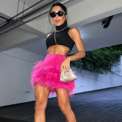 Chic Feather Wrapped Hip Skirt