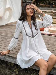 Long Sleeve Mini Dress with Contrast Trim
