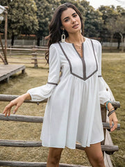 Long Sleeve Mini Dress with Contrast Trim