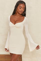 Wildest Dreams Flare Sleeve Mini Dress In cream