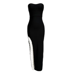 Seliya Slit Strapless chain Bandage Dress