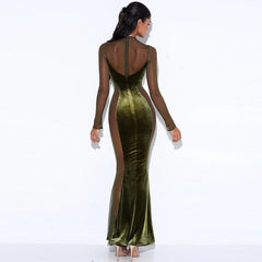 Hollow Long-sleeved Round Neck Backless Dress