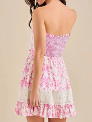 Ruffled Hem Printed Tube Dress