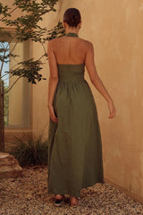 Alera Halter Neck Maxi Dress with Pockets