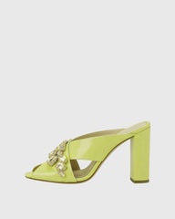 Ayden Gem Embellished Open Toe Mules In Yellow